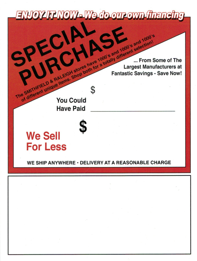 Special Purchase P.O.P. tag